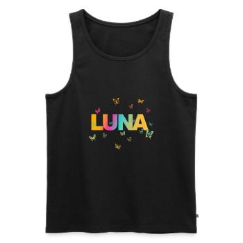 Luna - Beautiful name with butterflies - Men's Premium Organic Tank Top - black - Front - AI Model Male 178 light (178cm)