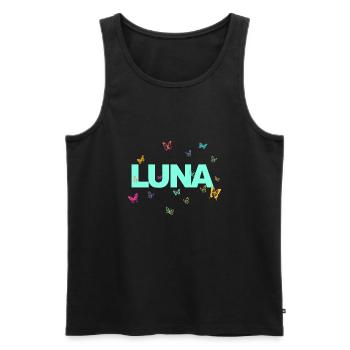 Luna - Beautiful name with butterflies - Men's Premium Organic Tank Top - black - Front - AI Model Male 178 light (178cm)