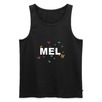 Mel - Beautiful name with butterflies, girls - Men's Premium Organic Tank Top - black - Front - AI Model Male 178 light (178cm)