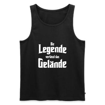 Die Legende verlässt das Gelände - Männer Premium Bio Tank Top - Schwarz - Vorne - Michal (187cm)