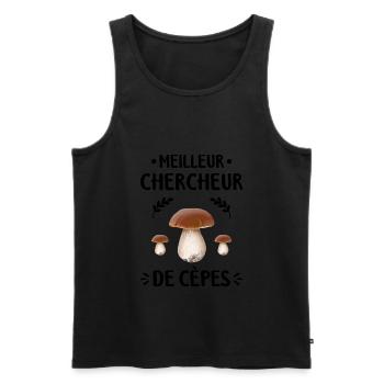 Cèpe Champignon Meilleur Chercheur De Cèpes - Débardeur bio Premium Homme - noir - Devant - AI Model Male 178 light (178cm)