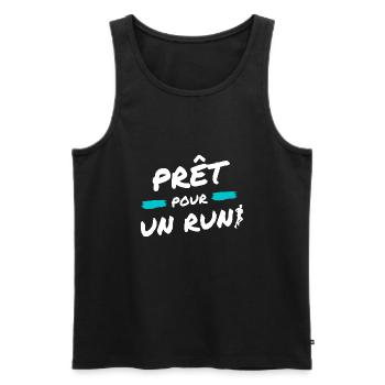 Prêt pour un run cadeau course a pied - Débardeur bio Premium Homme - noir - Devant - Michal (187cm)