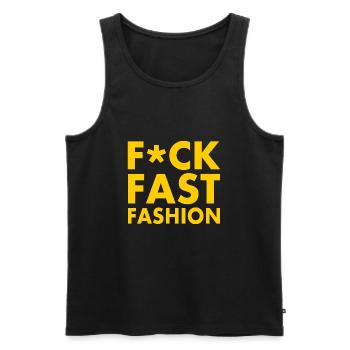 Fuck fast fashion - Débardeur bio Premium Homme - noir - Devant - Michal (187cm)
