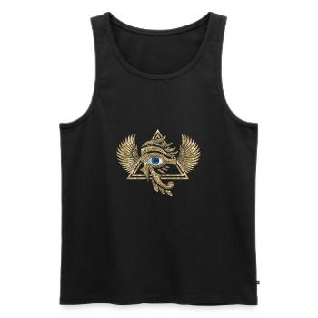 Egyptian Eye of Horus - Wadjet Ornament - Men's Premium Organic Tank Top - black - Front - AI Model Male 178 light (178cm)