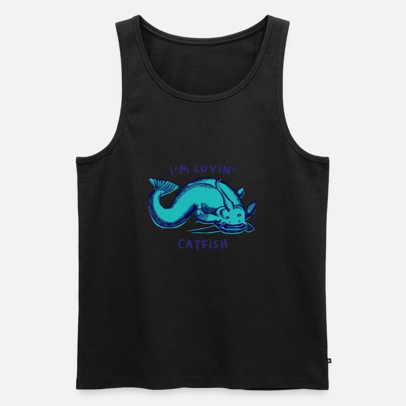 Ich bin Lovin' Catfish - Männer Premium Bio Tank Top - Schwarz