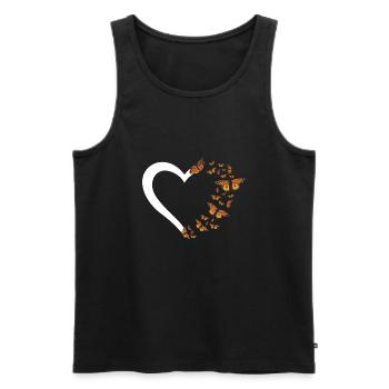 Entomologie Asclépiade Monarque Papillon Forme du cœur - Débardeur bio Premium Homme - noir - Devant - AI Model Male 178 light (178cm)