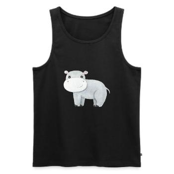 Süßes Nilpferd Baby Afrika Savanne Safari Hippo - Männer Premium Bio Tank Top - Schwarz - Vorne - Michal (187cm)