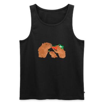 Capybara, wasserschwein,erdbeeren,zeichnung - Männer Premium Bio Tank Top - Schwarz - Vorne - AI Model Male 178 light (178cm)