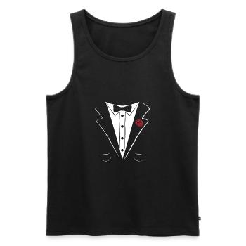 FILIGRAN TUXEDO TUXEDO SUIT SHIRT - Männer Premium Bio Tank Top - Schwarz - Vorne - AI Model Male 178 light (178cm)