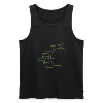lago di lugano - LUGAN LAKE with places - Men's Premium Organic Tank Top - black - Front - AI Model Male 178 light (178cm)