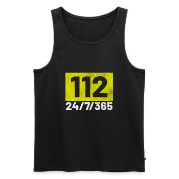 112 24 7 Feuerwehr - Männer Premium Bio Tank Top - Schwarz - Vorne - Michal (187cm)