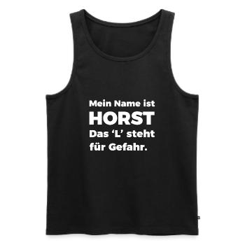 Lustig Mein Name ist Horst - Sprüche Geschenke - Männer Premium Bio Tank Top - Schwarz - Vorne - AI Model Male 178 light (178cm)