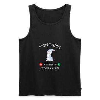 t shirt mon lapin m'appelle humour lapin drole - Débardeur bio Premium Homme - noir - Devant - Michal (187cm)