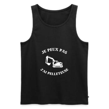 je peux pas j'ai pelleteuse humour engins chantier - Débardeur bio Premium Homme - noir - Devant - Michal (187cm)