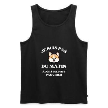 je suis pas du matin shiba humour matin sieste - Débardeur bio Premium Homme - noir - Devant - AI Model Male 178 light (178cm)