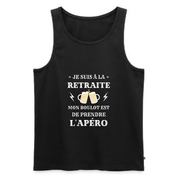 retraite apero humour alcool retraité bière drole - Débardeur bio Premium Homme - noir - Devant - Michal (187cm)