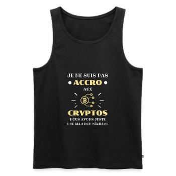 accro crypto humour crypto monnaie humoristique - Débardeur bio Premium Homme - noir - Devant - Michal (187cm)