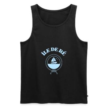 ile de ré bateau charente maritime - Débardeur bio Premium Homme - noir - Devant - AI Model Male 178 light (178cm)