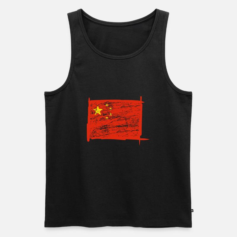 China Flagge - Männer Premium Bio Tank Top - Schwarz