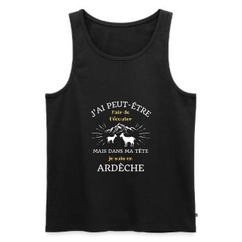 dans ma tete ardèche humour ardéchois cadeau drole - Débardeur bio Premium Homme - noir - Devant - Michal (187cm)