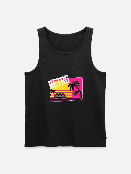 retro car sunset - Männer Premium Bio Tank Top - Schwarz