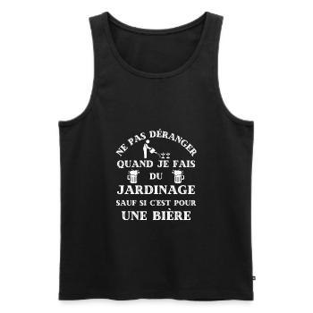 ne pas déranger jardinage bière humour jardinier - Débardeur bio Premium Homme - noir - Devant - Michal (187cm)