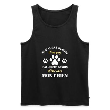pas besoin psy chien humour chiens personnalisé - Débardeur bio Premium Homme - noir - Devant - AI Model Male 178 light (178cm)