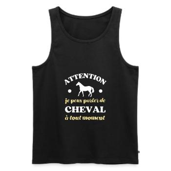 parler de cheval humour cavalière fille équitation - Débardeur bio Premium Homme - noir - Devant - Michal (187cm)