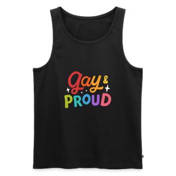 Gay & Stolz - Männer Premium Bio Tank Top - Schwarz - Vorne - AI Model Male 178 light (178cm)