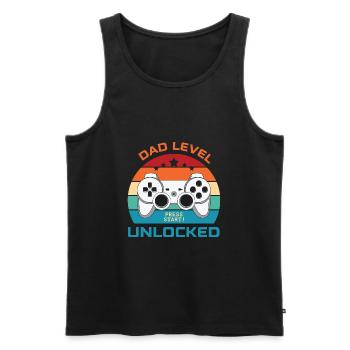 Dad Level Unlocked- Press Start! - Männer Premium Bio Tank Top - Schwarz - Vorne - AI Model Male 178 light (178cm)