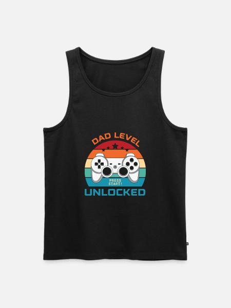 Dad Level Unlocked- Press Start! - Men's Premium Organic Tank Top - black