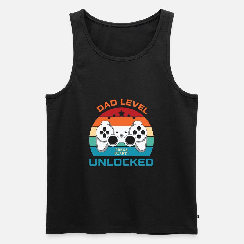 Dad Level Unlocked- Press Start! - Männer Premium Bio Tank Top - Schwarz