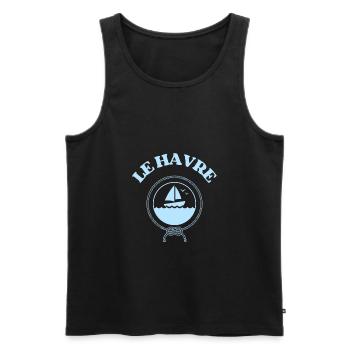 le havre bateau homme cadeau personnalisé femme - Débardeur bio Premium Homme - noir - Devant - Michal (187cm)
