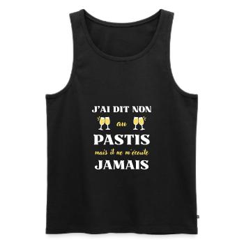 dit non pastis homme humour pastaga alcool drole - Débardeur bio Premium Homme - noir - Devant - Michal (187cm)