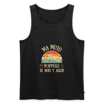 ma moto m'appelle humour motard vintage homme - Débardeur bio Premium Homme - noir - Devant - Michal (187cm)
