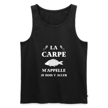 la carpe m'appelle humour carpiste homme peche - Débardeur bio Premium Homme - noir - Devant - Michal (187cm)
