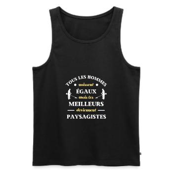 hommes égaux paysagiste homme humour cadeau drole - Débardeur bio Premium Homme - noir - Devant - Michal (187cm)