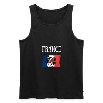 rugby france drapeau rugbyman cadeau personnalisé - Débardeur bio Premium Homme - noir - Devant - AI Model Male 178 light (178cm)