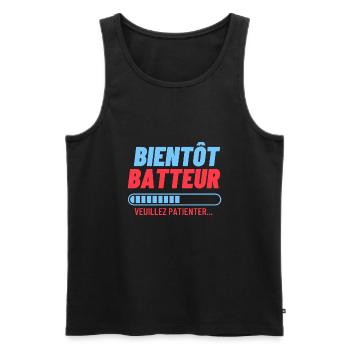 Musiciens | Bientôt Batteur veuillez patienter - Débardeur bio Premium Homme - noir - Devant - AI Model Male 178 light (178cm)