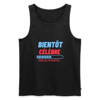 Bientôt célèbre veuillez patienter - Débardeur bio Premium Homme - noir - Devant - Michal (187cm)
