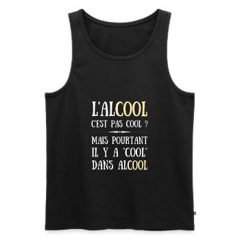 alcool c'est pas cool humour apéro homme drole - Débardeur bio Premium Homme - noir - Devant - AI Model Male 178 light (178cm)