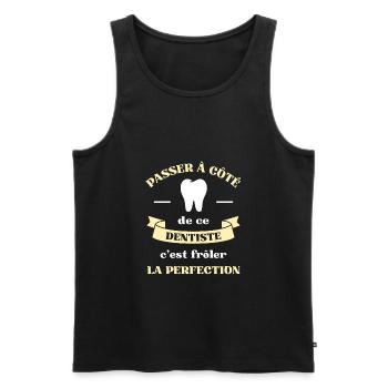 perfection dentiste humour dents homme femme drole - Débardeur bio Premium Homme - noir - Devant - Michal (187cm)