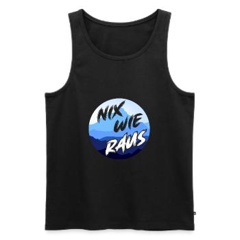 Nix wie raus - wandern Abenteuer Freiheit - Männer Premium Bio Tank Top - Schwarz - Vorne - AI Model Male 178 light (178cm)