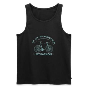 Bicycle cyclist cycling bike wheel gift - Men's Premium Organic Tank Top - black - Front - Michal (187cm)