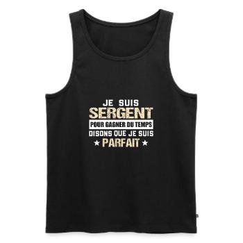 Sergent militaire cadeau drôle armée mec parfait - Débardeur bio Premium Homme - noir - Devant - AI Model Male 178 light (178cm)