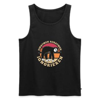 Faultier Spruch Einatmen Ausatmen Ignorieren - Männer Premium Bio Tank Top - Schwarz - Vorne - Michal (187cm)