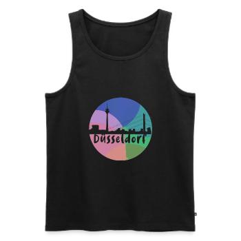 düsseldorf,skyline,kreis,bunt,regenbogen,retro - Männer Premium Bio Tank Top - Schwarz - Vorne - AI Model Male 178 light (178cm)