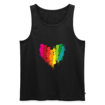 herz, regenbogen,pinsel,malerei,bunt - Männer Premium Bio Tank Top - Schwarz - Vorne - AI Model Male 178 light (178cm)