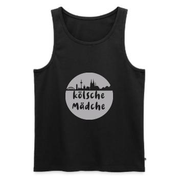 Köln, skyline,scherenschnitt,grau,kölsche mädche - Männer Premium Bio Tank Top - Schwarz - Vorne - Michal (187cm)