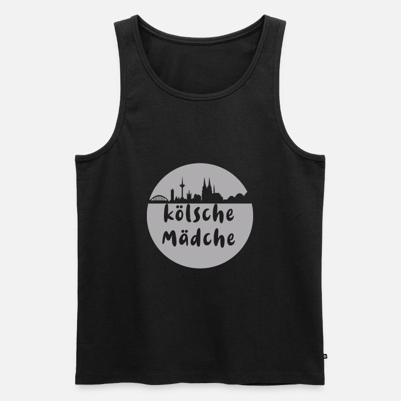 Köln, skyline,scherenschnitt,grau,kölsche mädche - Männer Premium Bio Tank Top - Schwarz